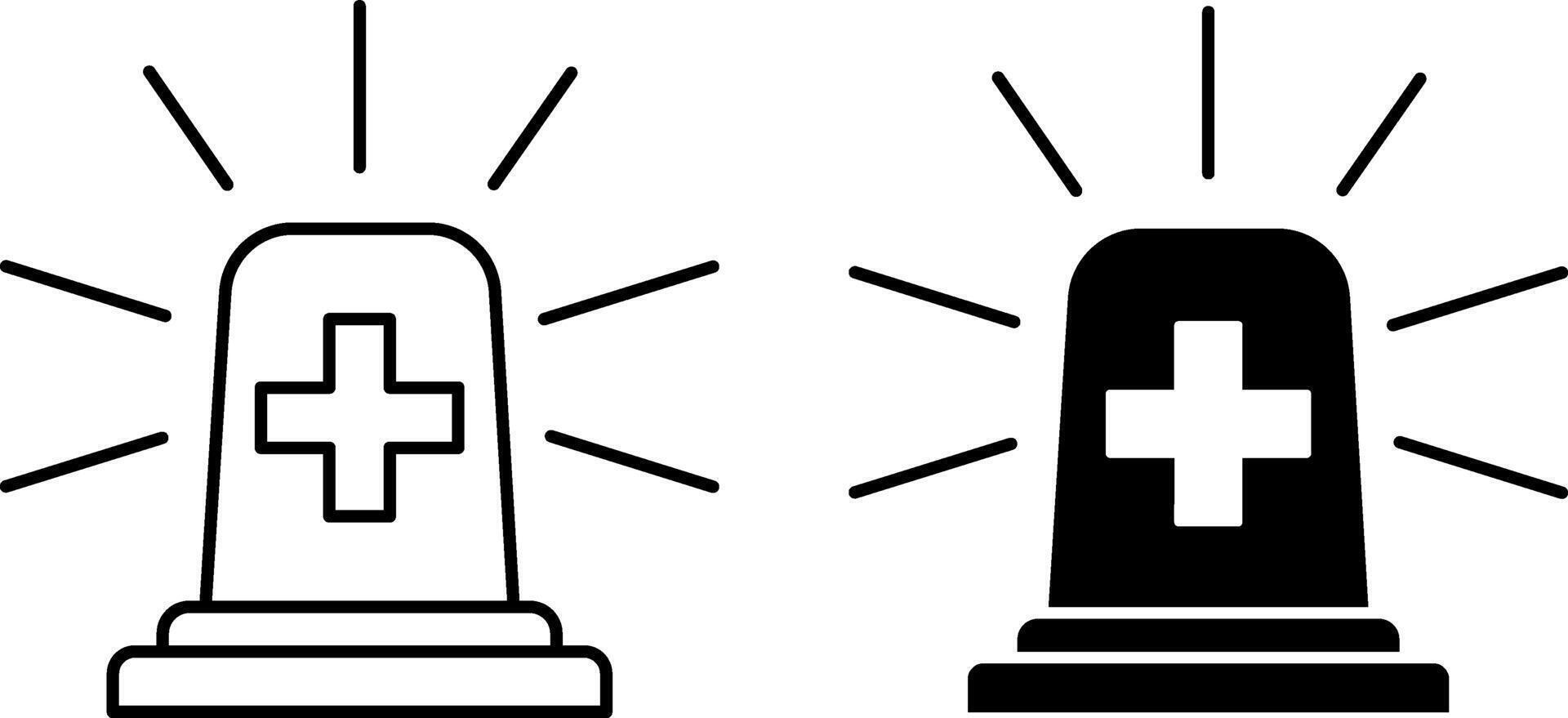 Emergency Icons. Black and White Icons Of Flashing Light On. Siren, Alarm, Alert. Medical Concept vector