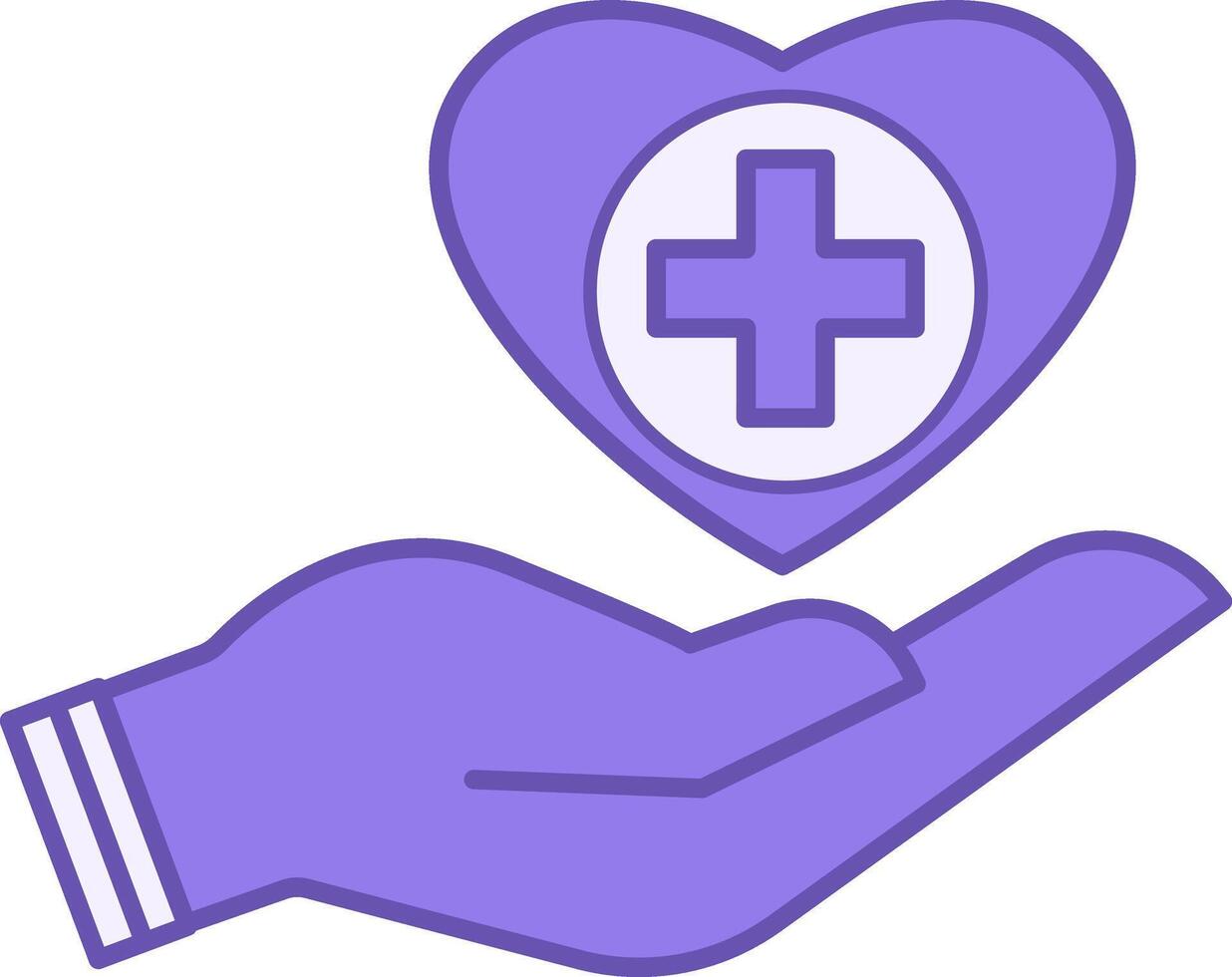 Healthcare Color Icon. Heart with a Cross in the Hand. Health and Medicine Concept vector