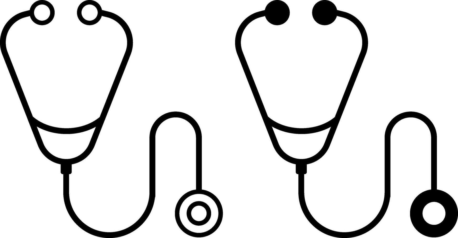 Stethoscope icons. Black and White Icons. Medical Diagnostic Device. Doctor's Working Tool. Health and Medicine Concept vector