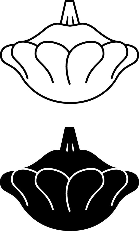 Pattypan Squash icons. Black and White Icons of Natural and Organic Products. Vegetarian food. Vegetables Concept vector