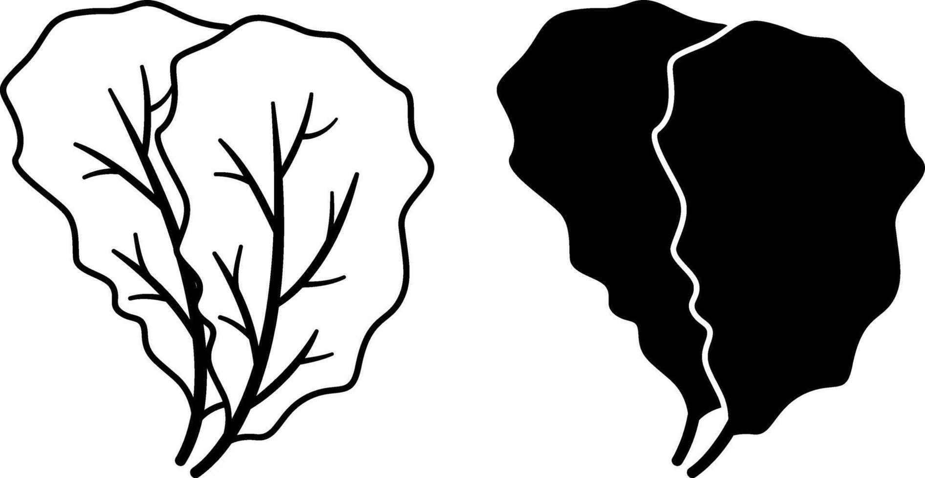 Lettuce icons. Black and White Vegetarian Food Icons. Healthy Eating. Vegetables Concept vector
