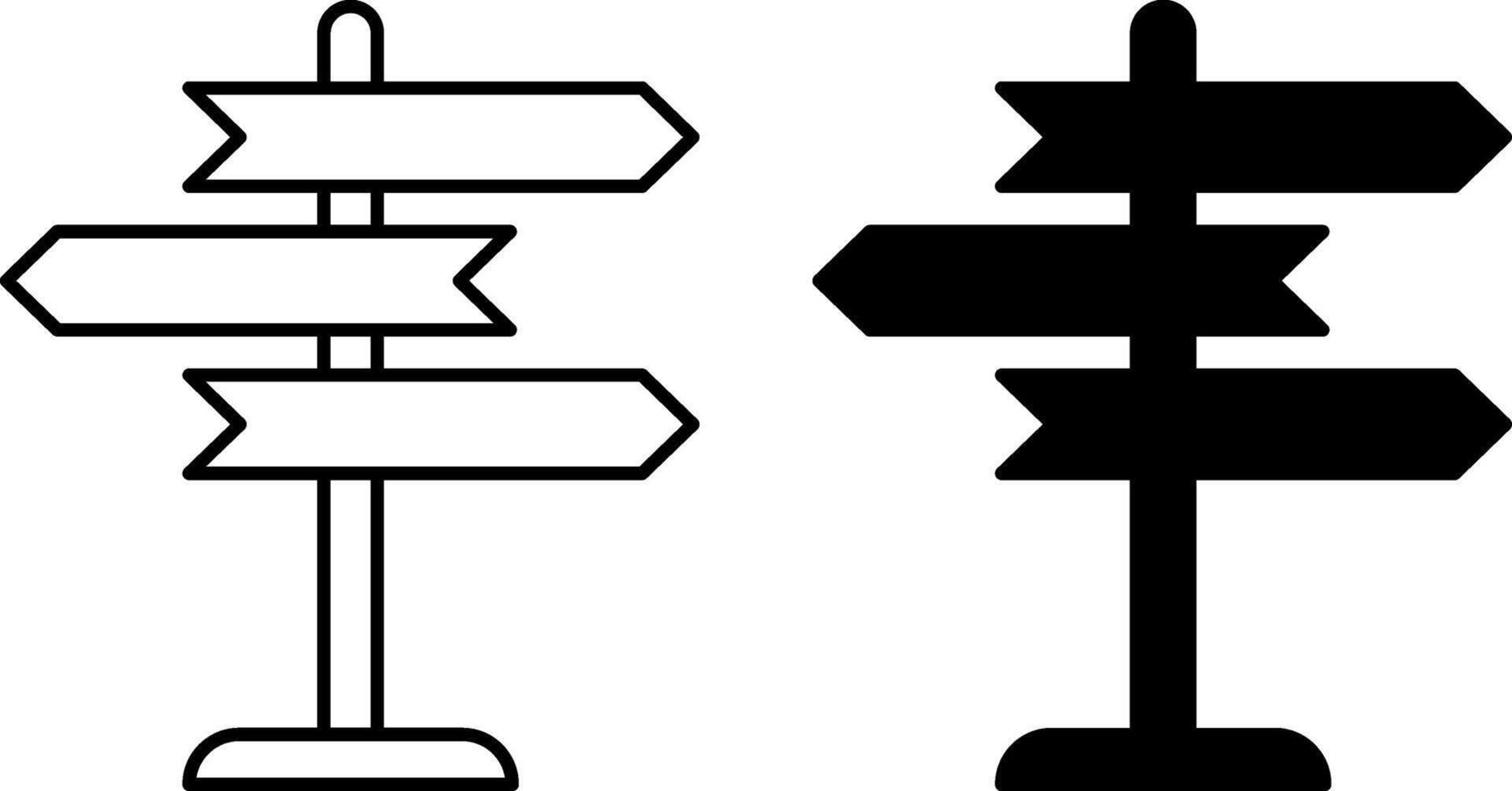 Signpost Icons. Black and White Icons. Road Sign, Direction Sign. Road Concept vector