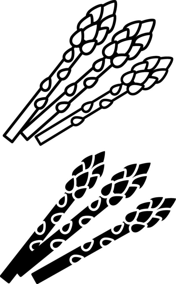 Asparagus icons. Black and White Icons of Natural and Organic Products. Vegetarian food. Vegetables Concept vector