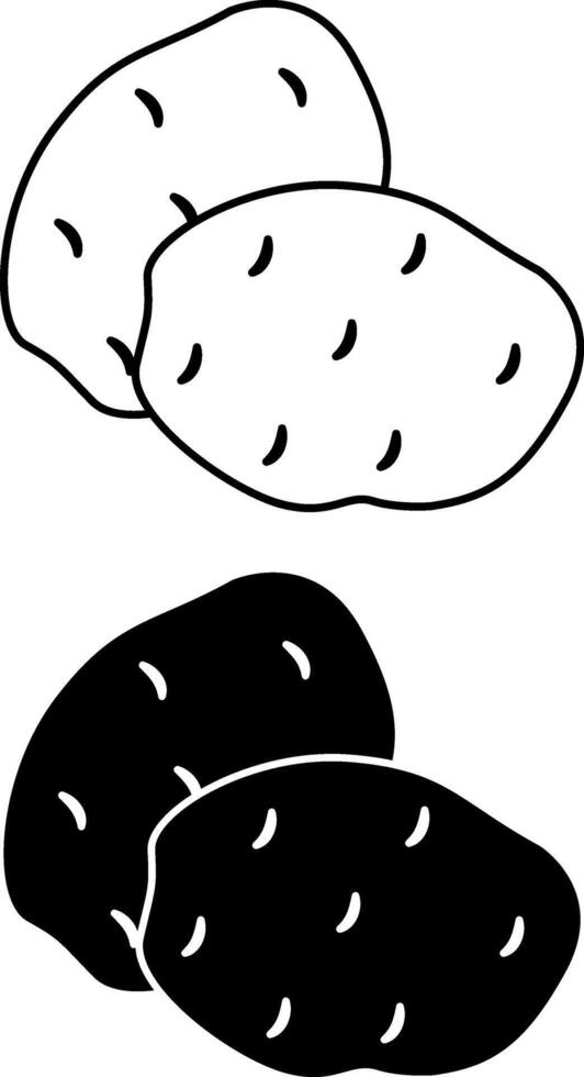 Potato icons. Black and White Icons of Natural and Organic Products. Vegetarian food. Vegetables Concept vector