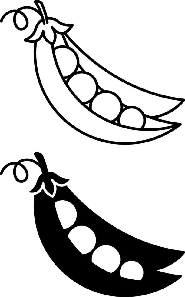 Peas icons. Black and White Icons of Natural and Organic Products. Vegetarian food. Vegetables Concept vector