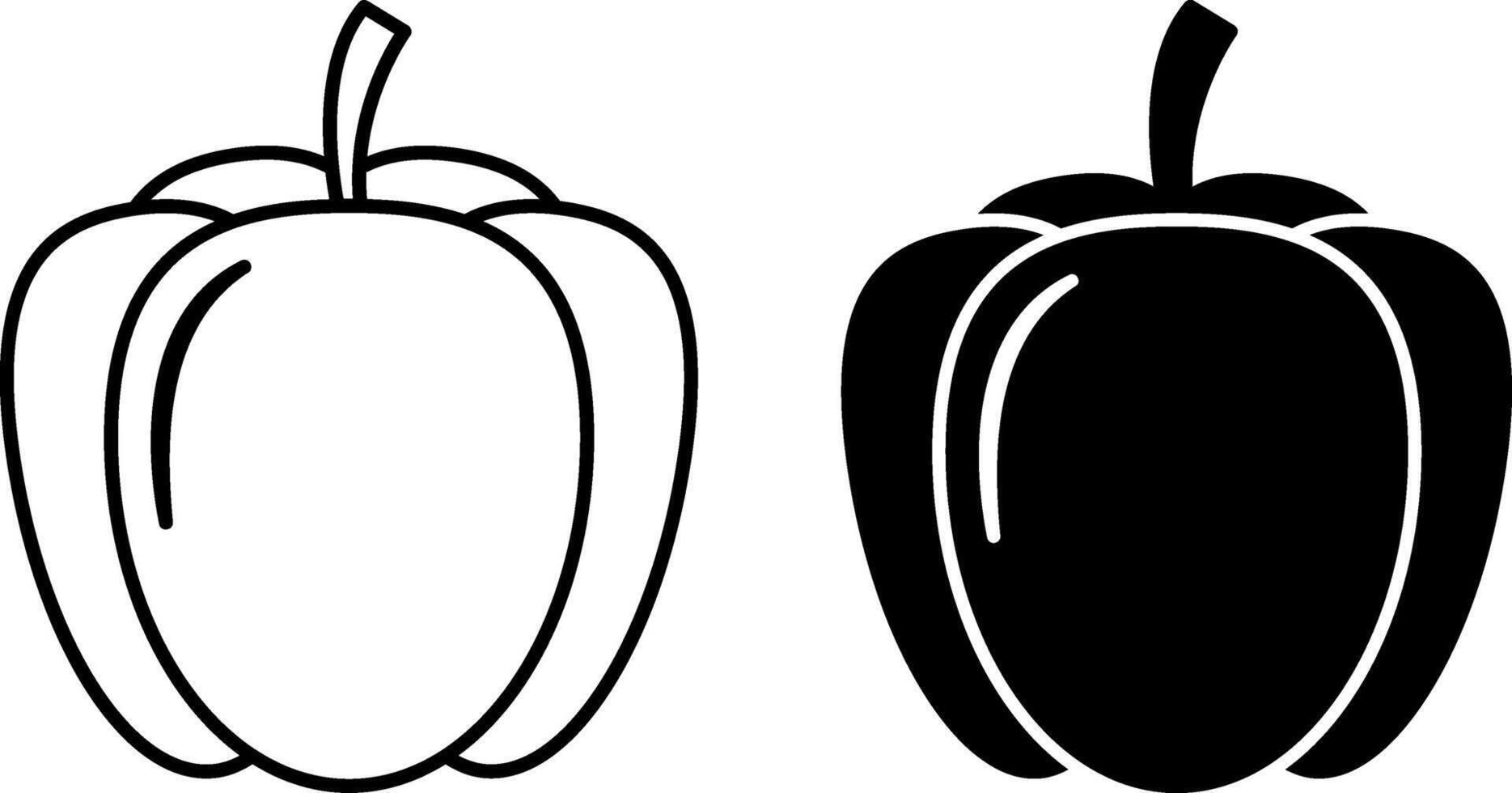 Paprika icons. Black and White Vegetarian Food Icons. Healthy Eating. Vegetables Concept vector