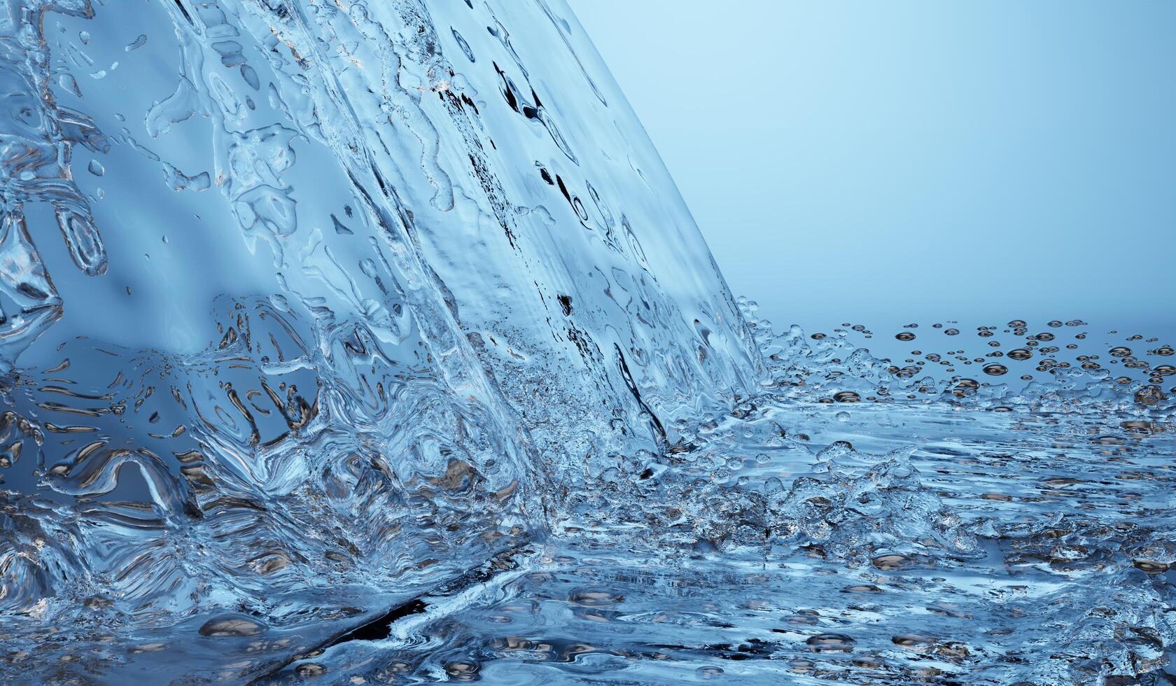 Pouring water, splashing water, splashing water 3d render photo