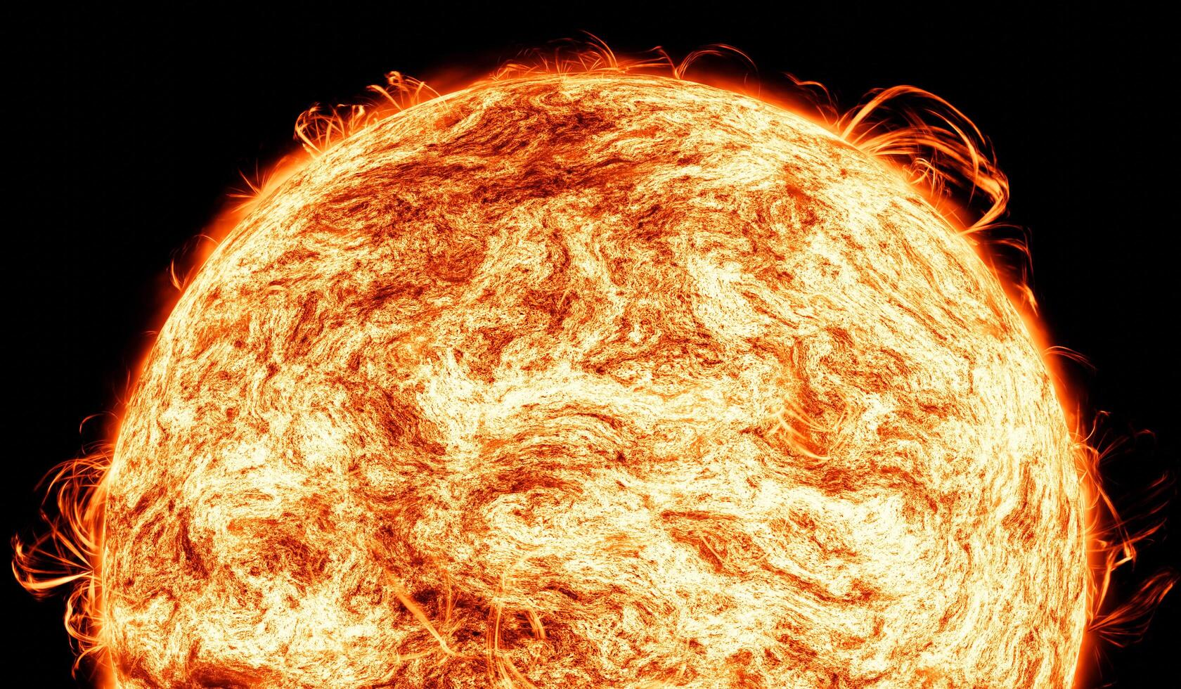 Solar flare, corona, Cosmic, Sun Red Giant Star in Space with Flames and Heat. Sun Background in Space 3d render Cosmic Cloud photo