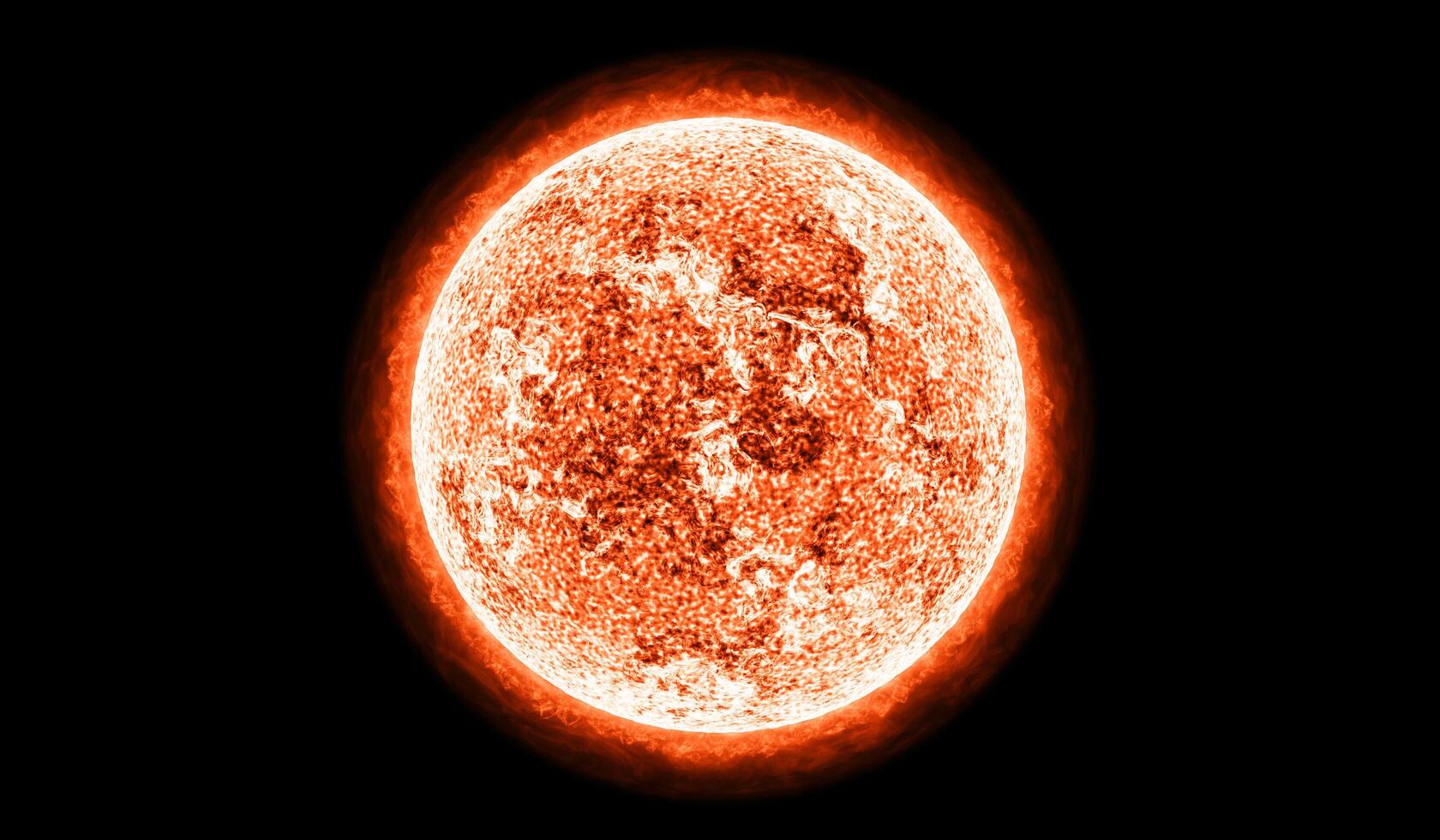 Sun Red Giant Star in Space with Flames and Heat. Sun Background in Space 3d render. photo
