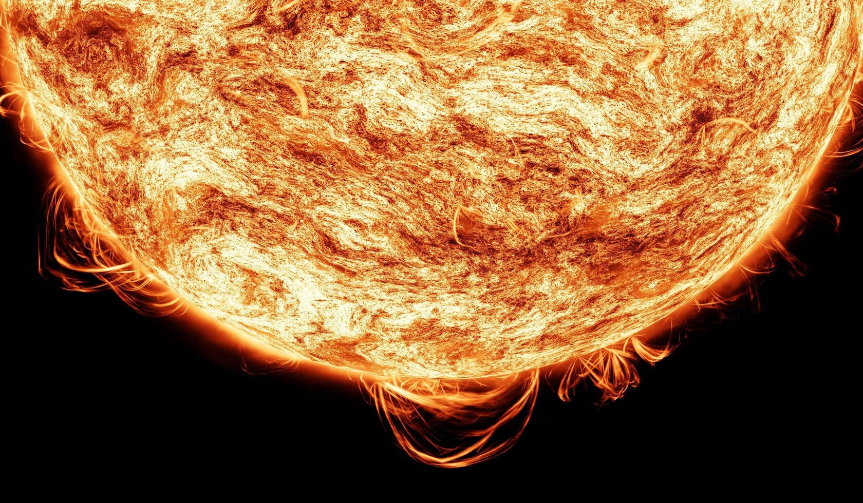Solar flare, corona, Cosmic, Sun Red Giant Star in Space with Flames and Heat. Sun Background in Space 3d render Cosmic Cloud photo