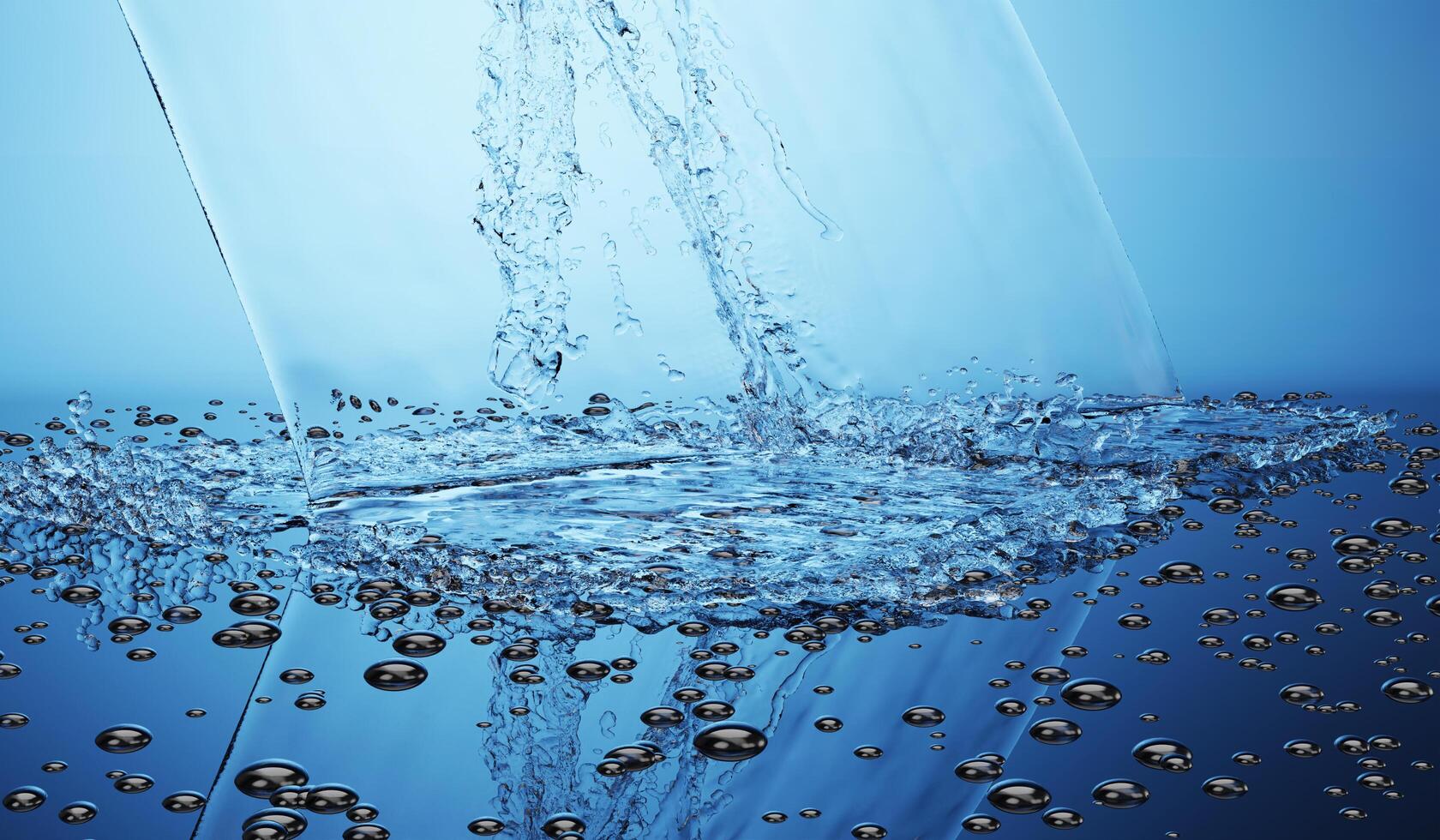Pouring water, splashing water, splashing water 3d render photo