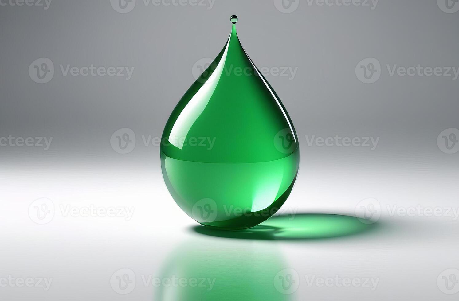 Mockup of green drop on white background for text name of vitamin or mineral photo