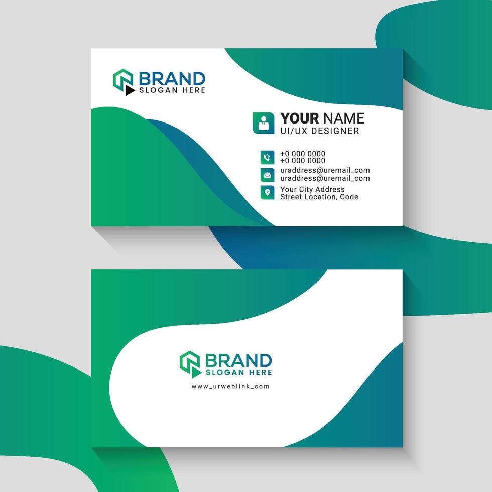 Green Color sleek professional Business card vector