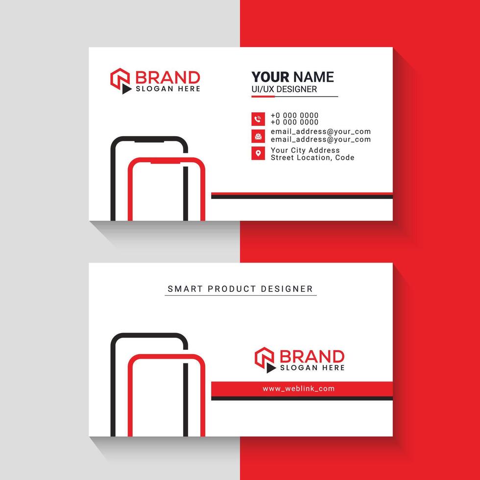 Sleek Red and White Professional Business Card vector