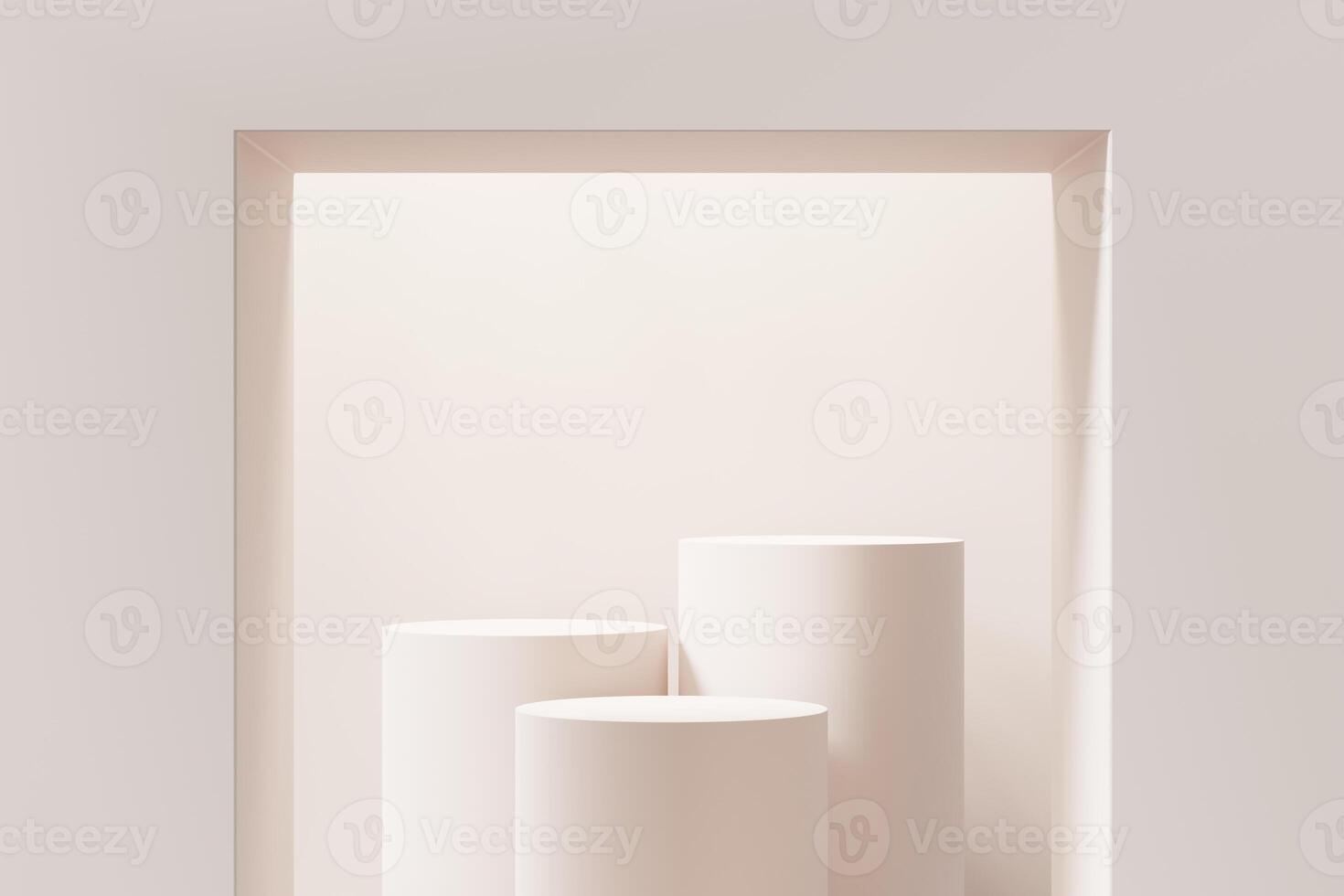 Abstract Minimal Modern White Podium Platform For Product Display Showcase 3D Rendering photo
