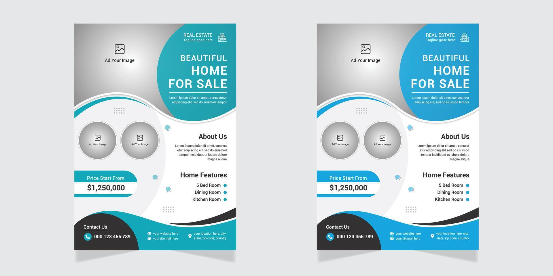 One page real estate flyer template for selling home property vector