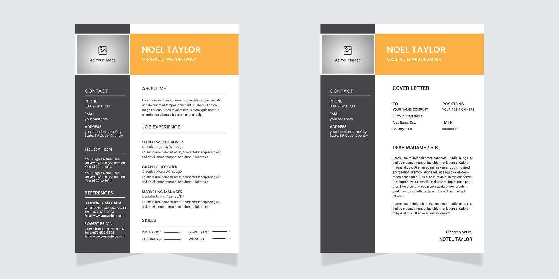 Resume portfolio or cv template vector