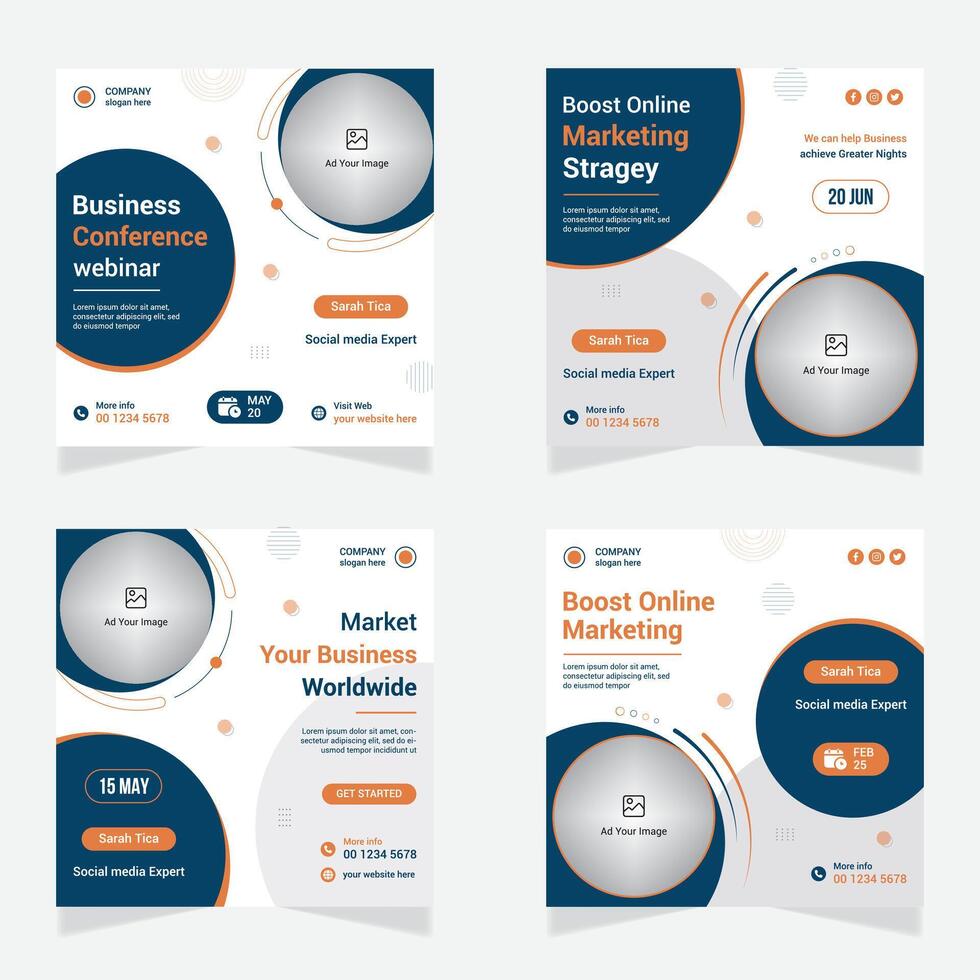 Digital Marketing Social Media Post Template, Digital marketing agency. vector