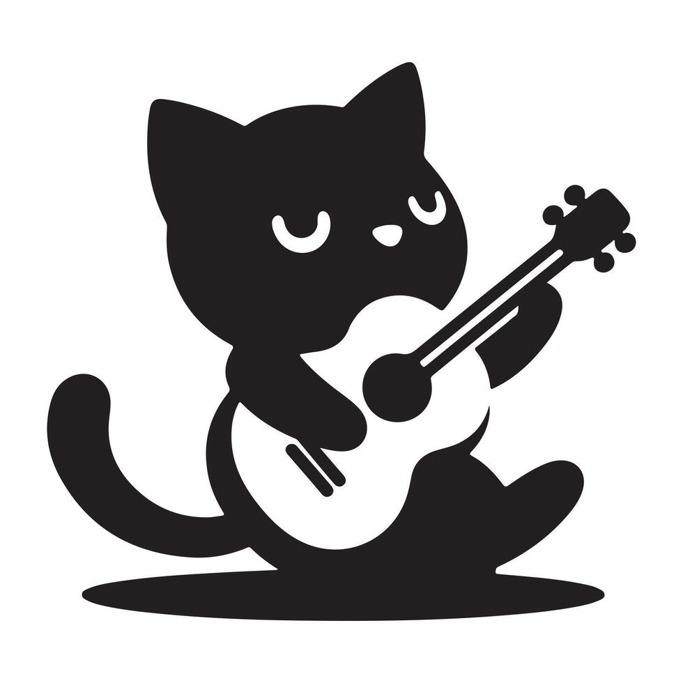 Rockstar Cat with Guitar, Design vector