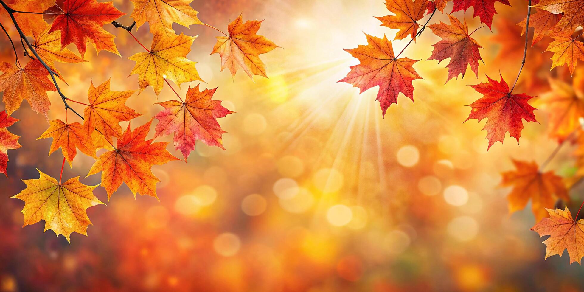 Beautiful Autumn Leaves on Rustic Wooden Surface with Warm Bokeh Background photo