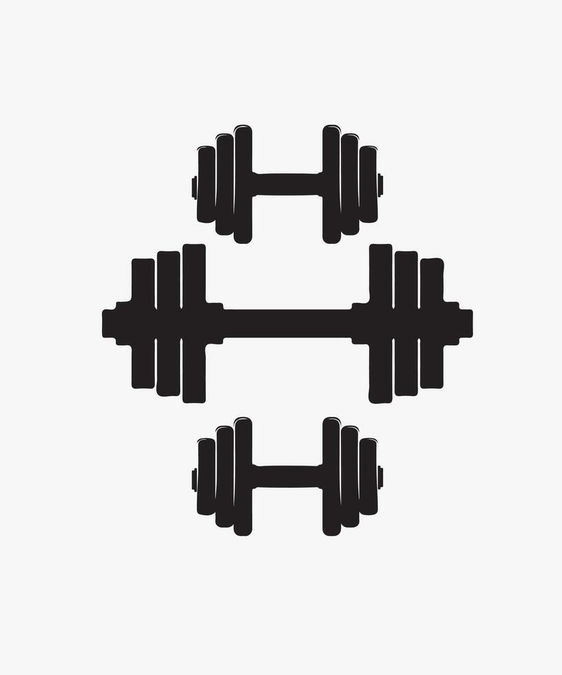 Gym equipment silhouette exercise tools vector