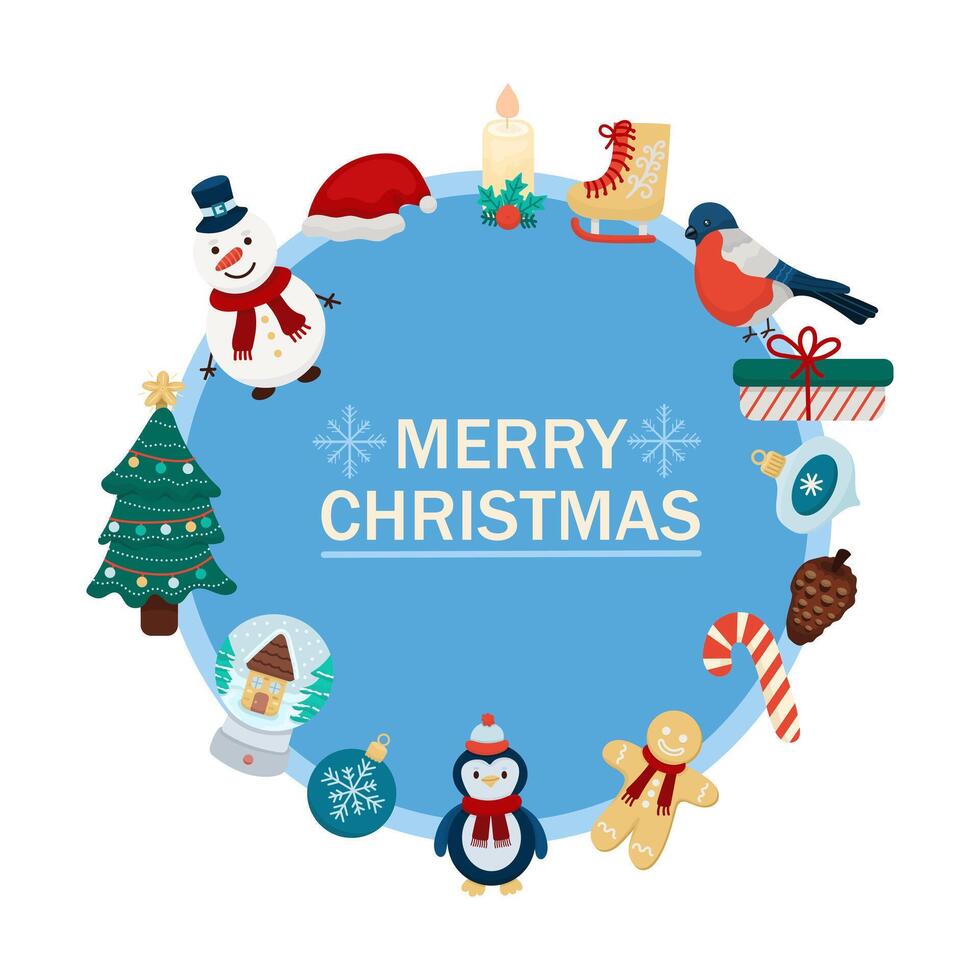 Frame with inscription wishes for the holiday of Christmas with cute elements. Good for greeting cards, printed elements, banners and souvenirs vector