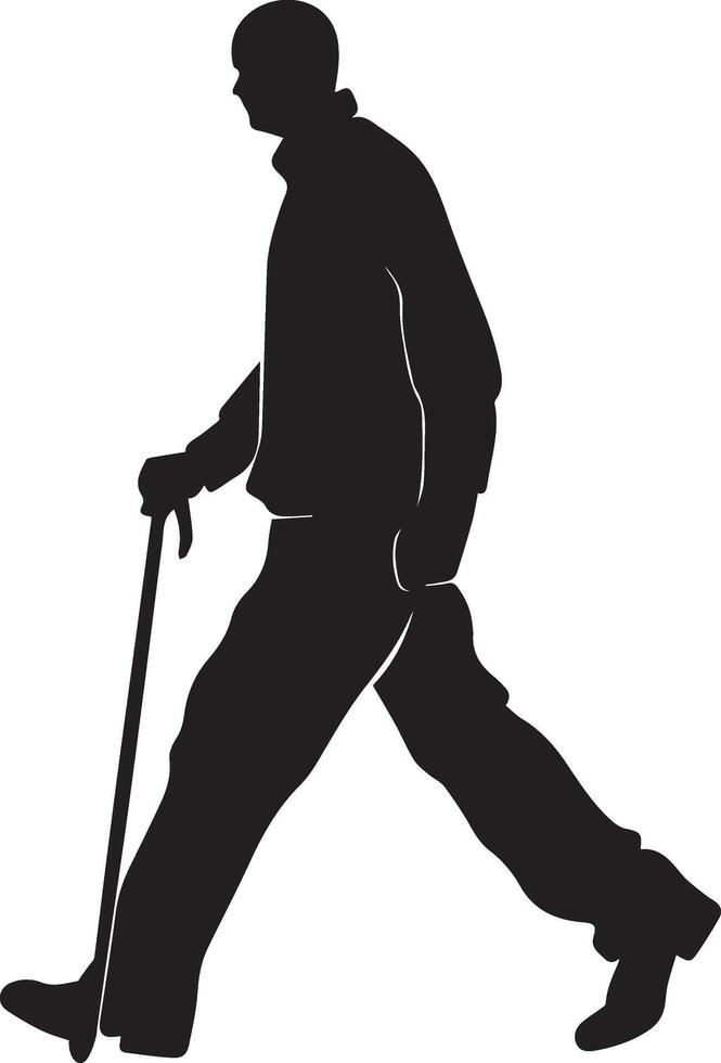 Black Silhouette Icon of Walking Person with Cane for World White Cane Day Promoting Accessibility and Awareness vector