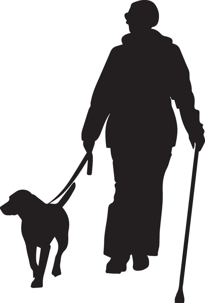World White Cane Day Icon of Blind Man and Guide Dog Walking vector