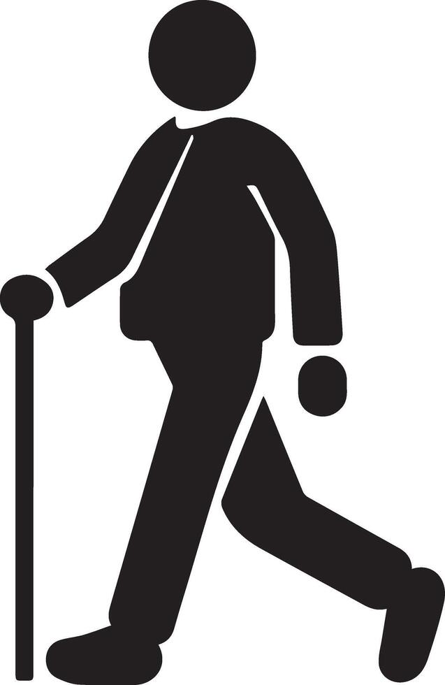Walking Person with Cane Icon Black Silhouette for World White Cane Day Raising Awareness of Visual Impairment vector