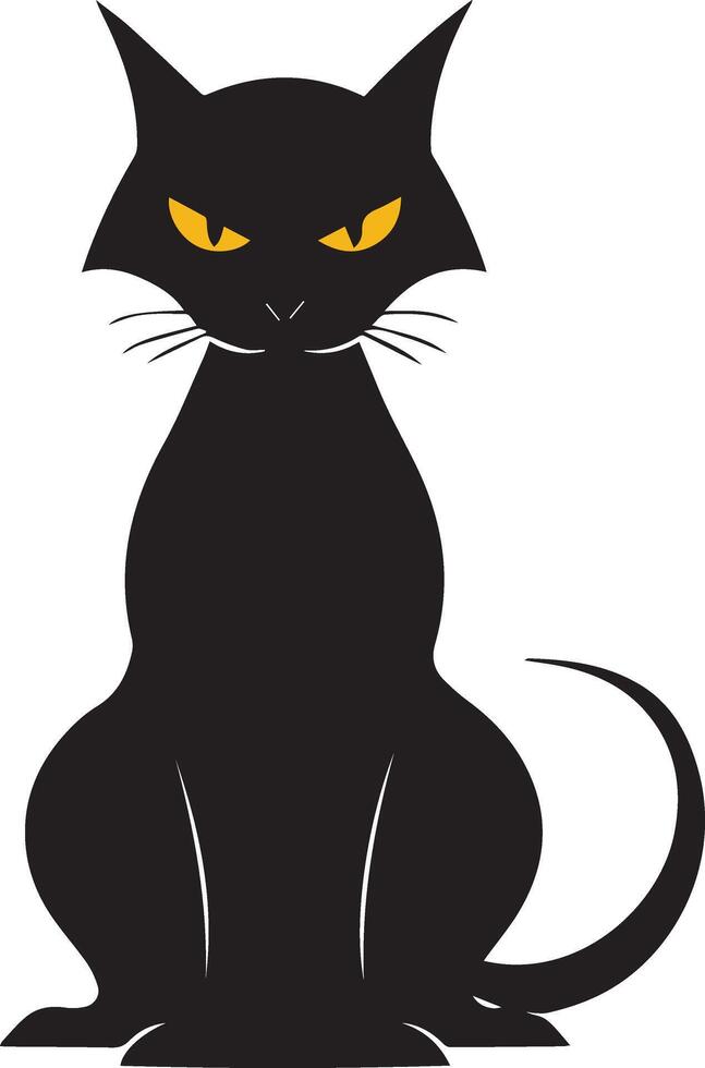 Halloween Black Cat Silhouette Icon for Spooky Designs vector