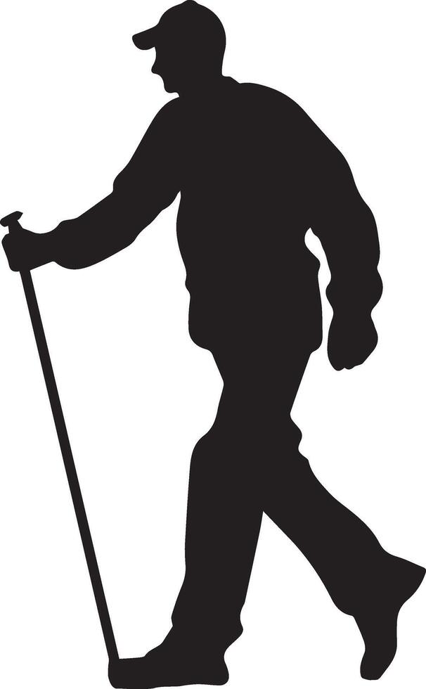 World White Cane Day Icon of Walking Person with Cane in a Minimalist Black Silhouette Style vector