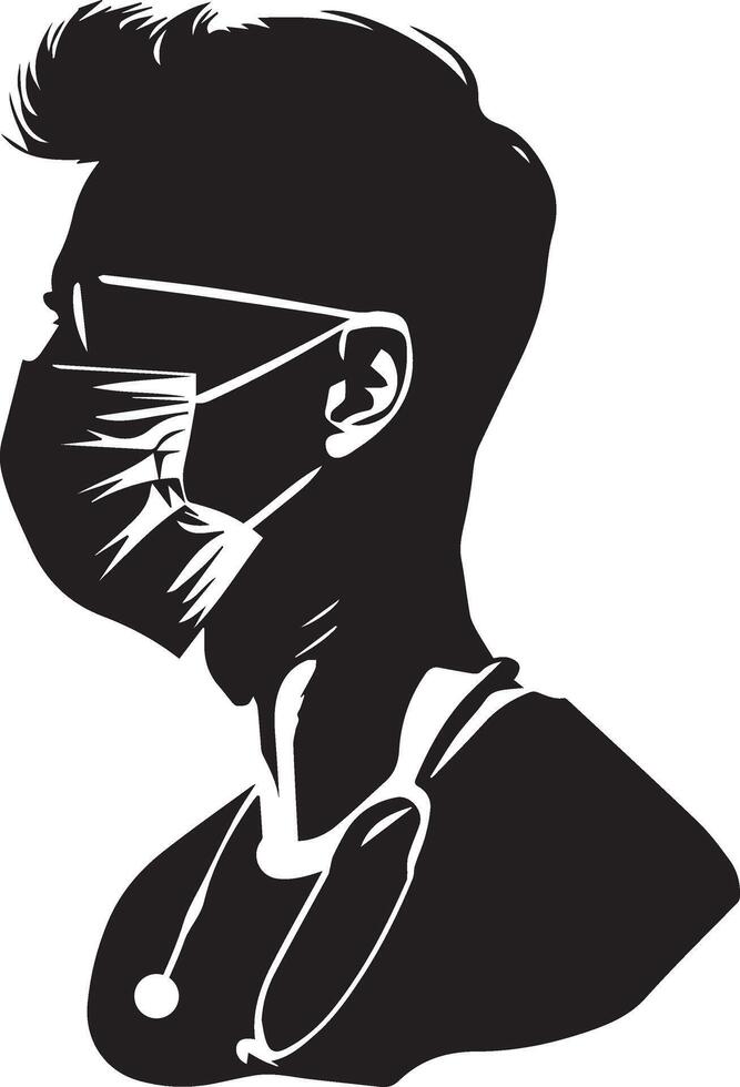 World Anaesthesia Day Doctor Silhouette Icon Wearing Face Mask and Stethoscope vector