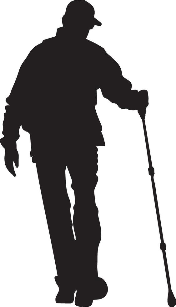 Icon of Walking Person Using Cane for World White Cane Day in a Black Silhouette Style vector