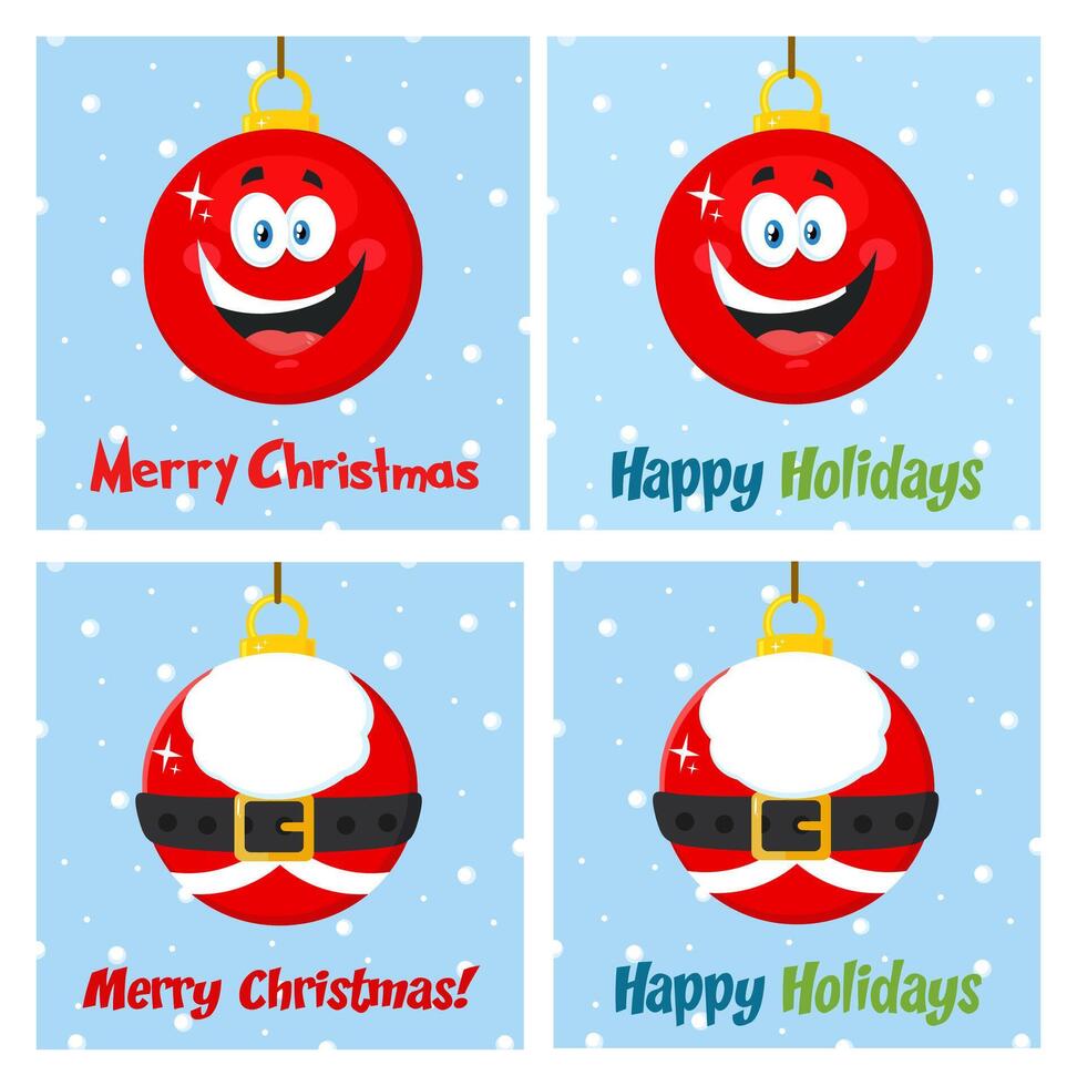 Cartoon Christmas Ball. Collection Set vector