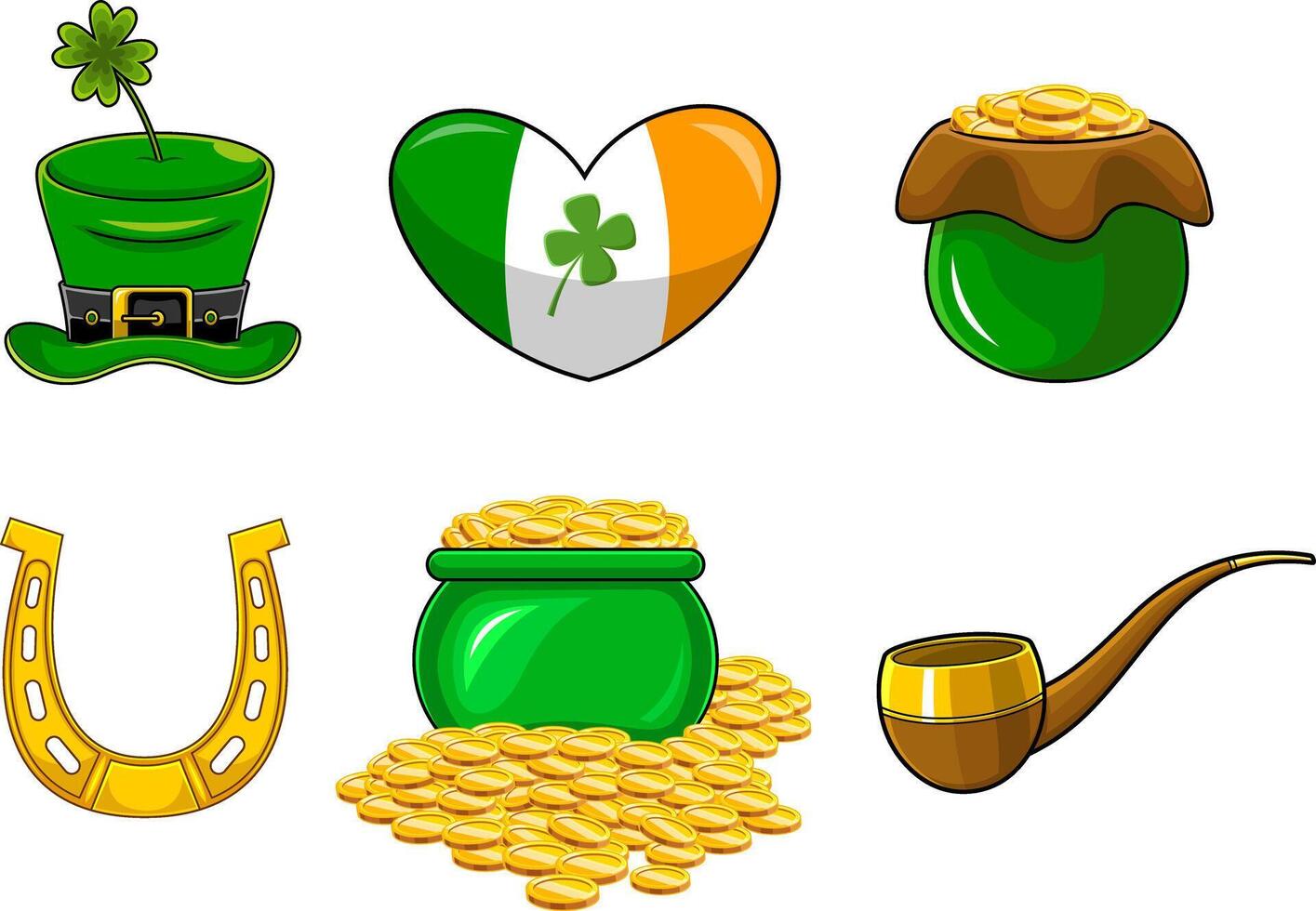 St. Patrick's Day Symbols. Hand Drawn Collection Set vector