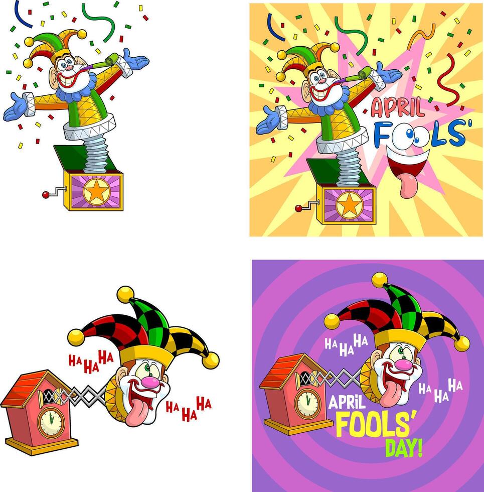 Funny Jolly Jester Cartoon Characters. Hand Drawn Collection Set vector