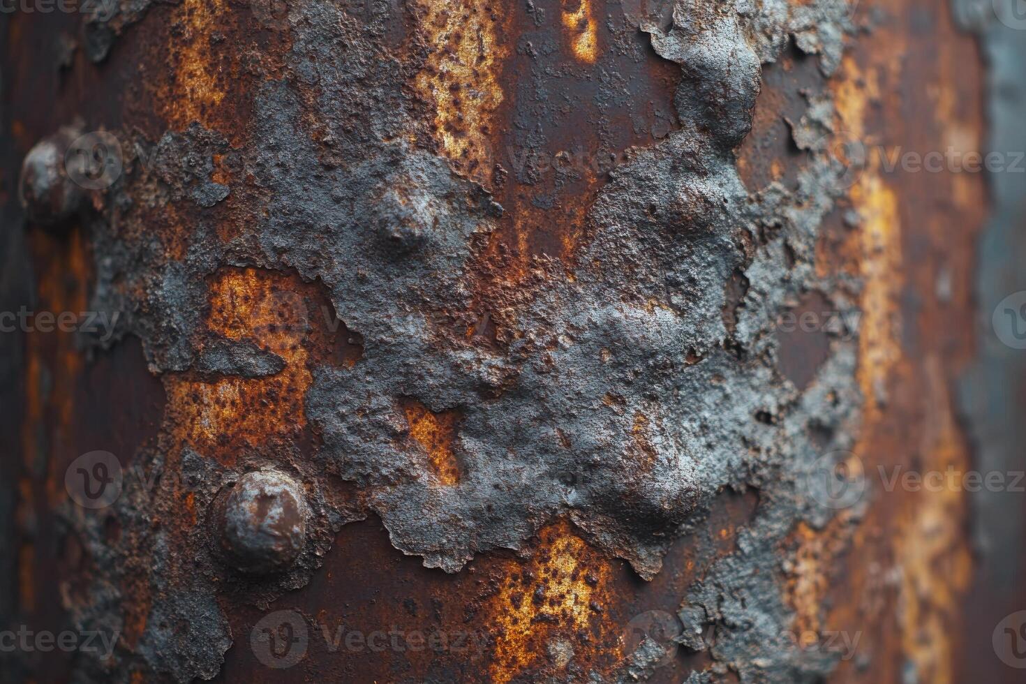 Rusty metal surface with peeling paint and textures captured in natural lighting outdoors photo
