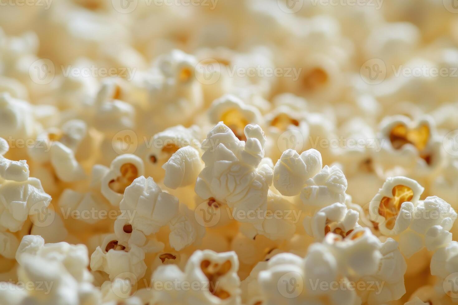 Freshly popped popcorn kernels piled together in a cozy snack setting ready for movie night photo