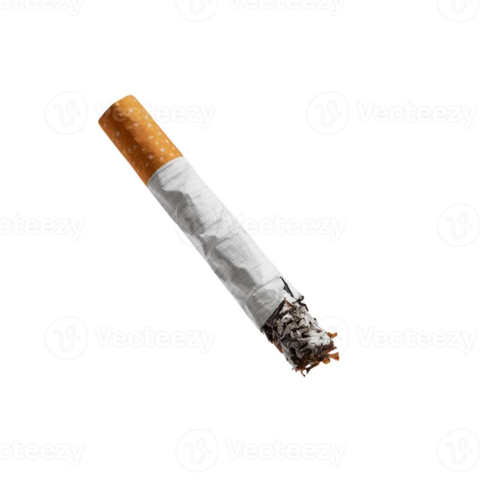 A cigarette hovering weightlessly on a plain white background photo