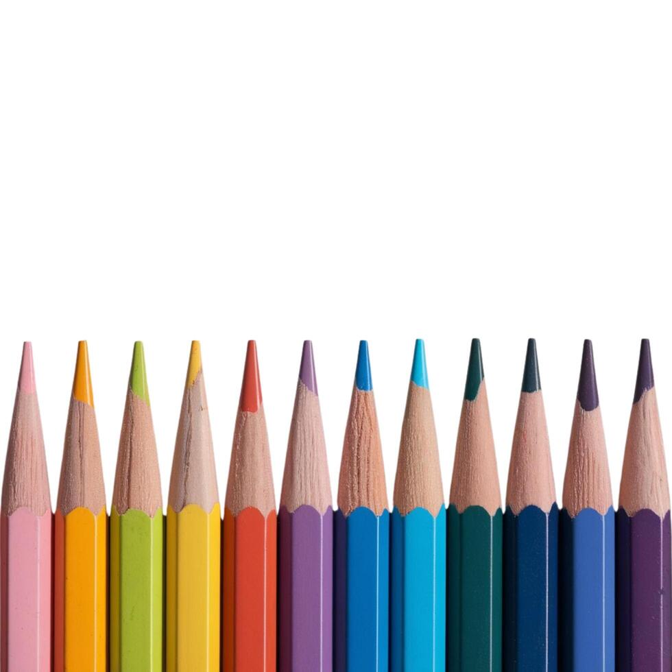 Pencils in various colors over a transparent background photo