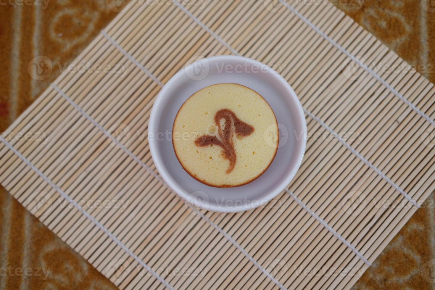 sponge cake on bamboo mat. selective focus photo