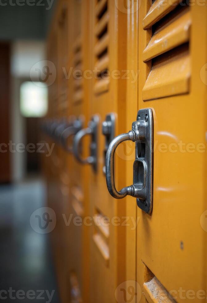 Gym Lockers in Sunlit Hallway photo