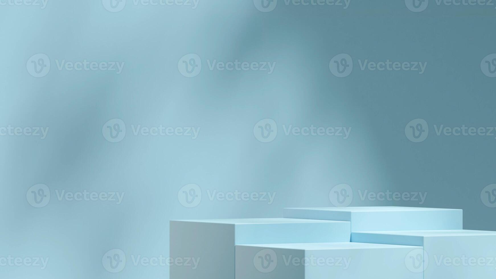 shadow and blue wall 3D image render mockup scene sky blue rectangle podium in landscape photo