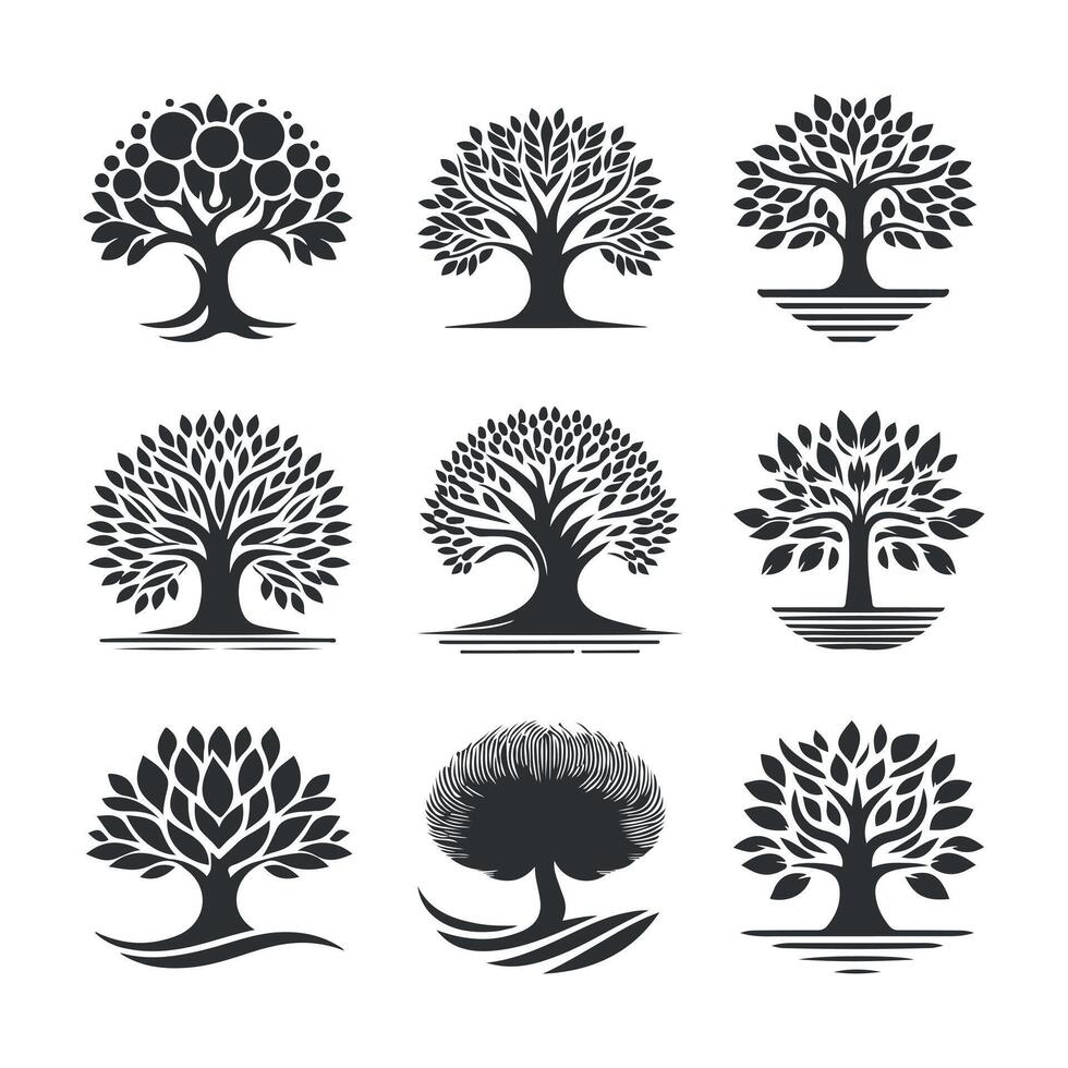 Set of trees icon isolated on white background vector