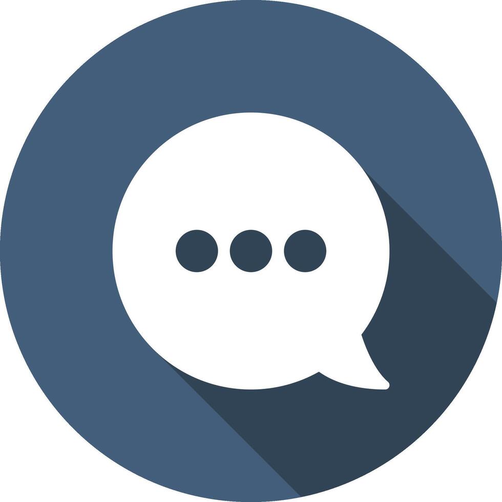 Circle Chat Rounded Right Dark Blue Circle Icon with Dark Blue Shadow Isolated on White Background vector