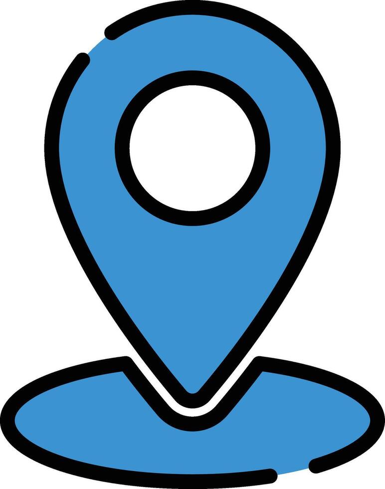 Maps with Circle Blue Icon with Black Outline Isolated on White Background vector