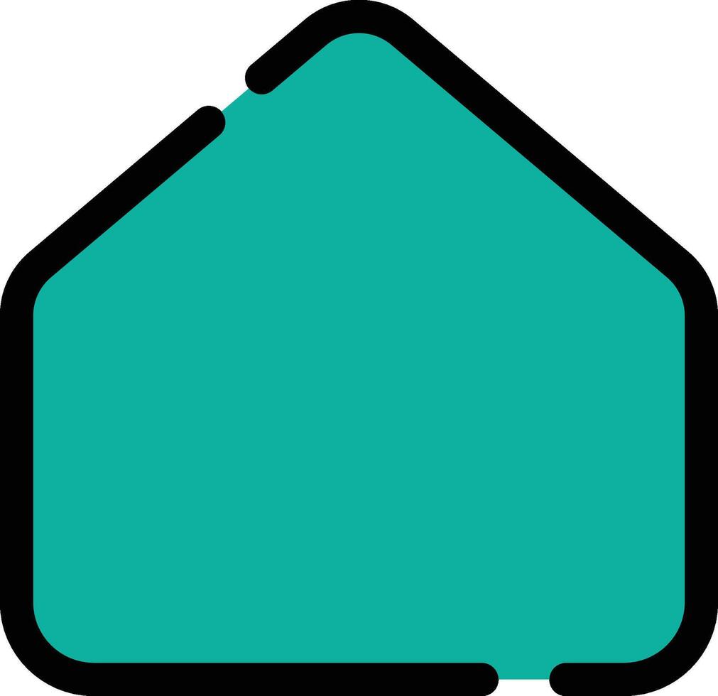Home Full Green Icon with Black Outline Isolated on White Background vector