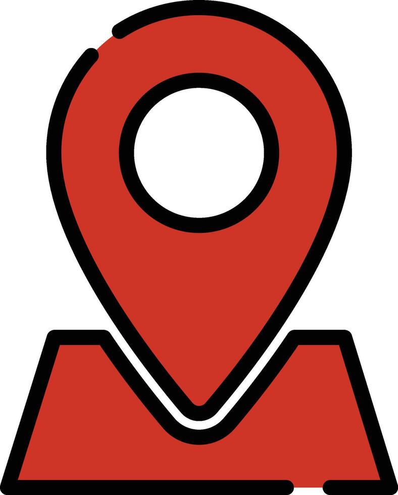 Maps with Trapezoid Red Icon with Black Outline Isolated on White Background vector