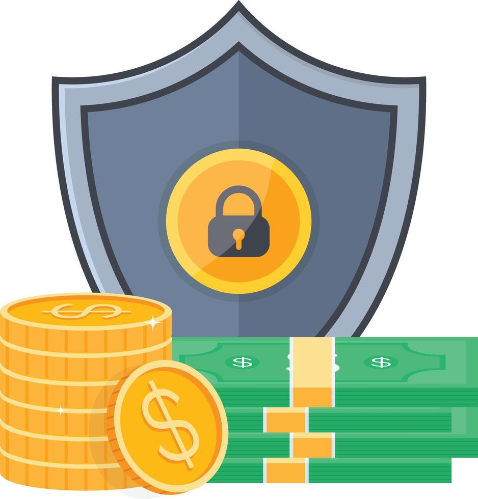 Financial Security Concept with Shield and Money vector