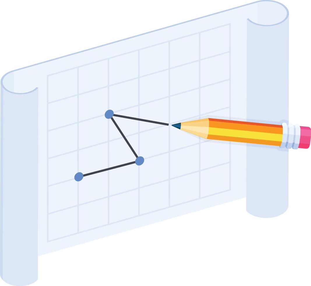 Graph Plotting with Pencil on Blueprint vector